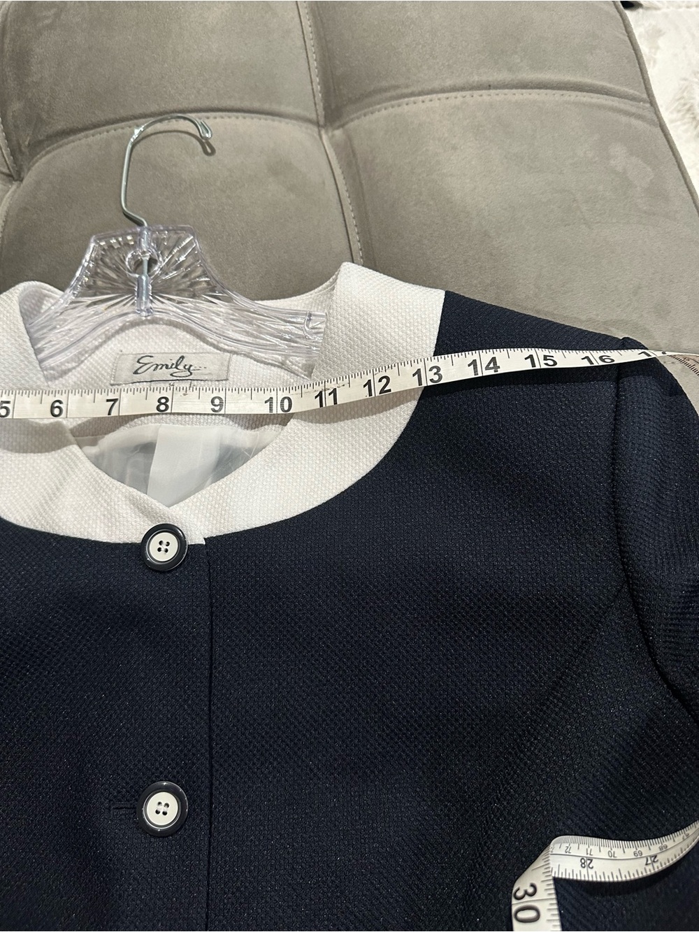 Emily Navy Jacket and Skirt Set with White Trim - Picture 8 of 9
